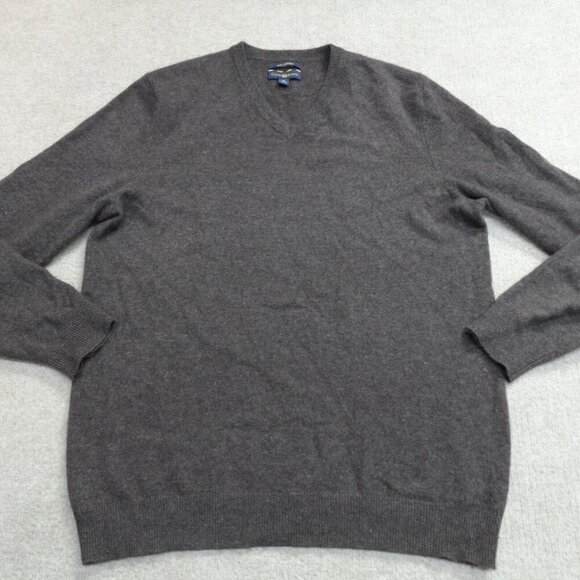 Club Room Sweater Medium Brown Cashmere V-neck - Picture 1 of 7